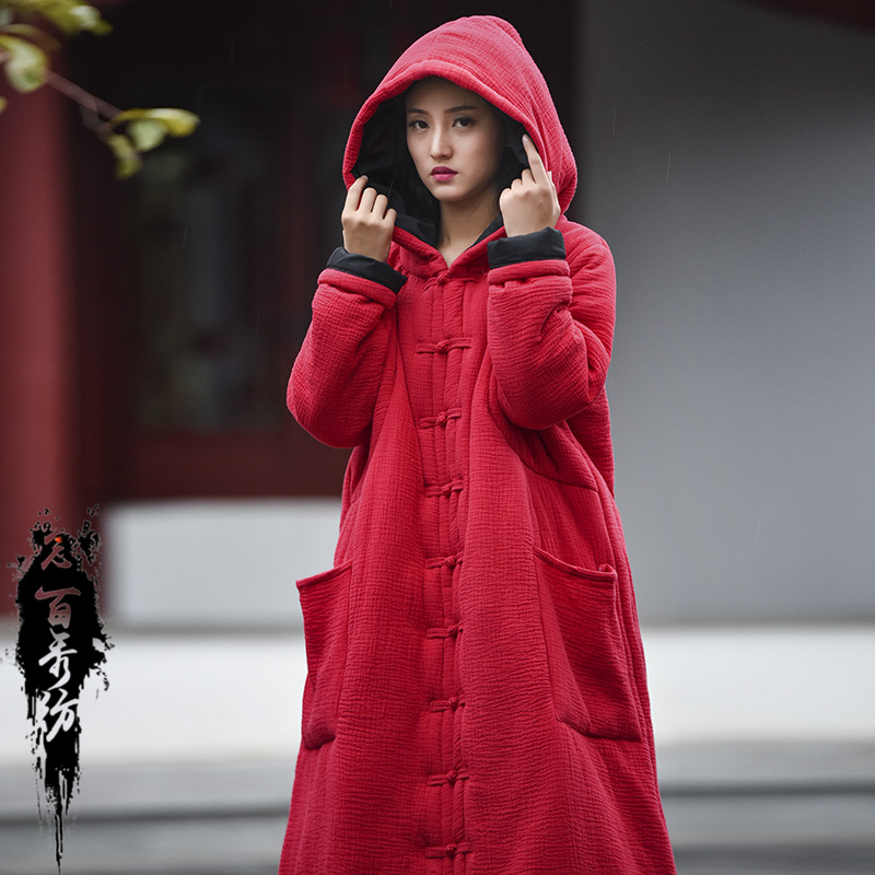 Warm women's long cotton coat 9