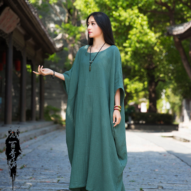 Artistic double-layer bamboo robe dress 25