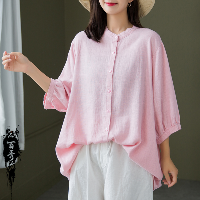 Casual single-breasted stand collar shirt 33