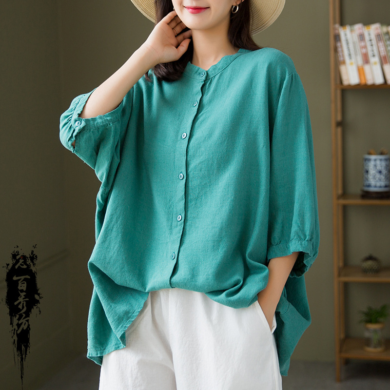Casual single-breasted stand collar shirt 33 01