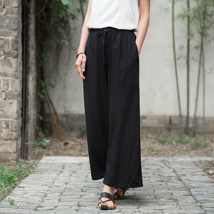Linen straight-leg cropped trousers 42