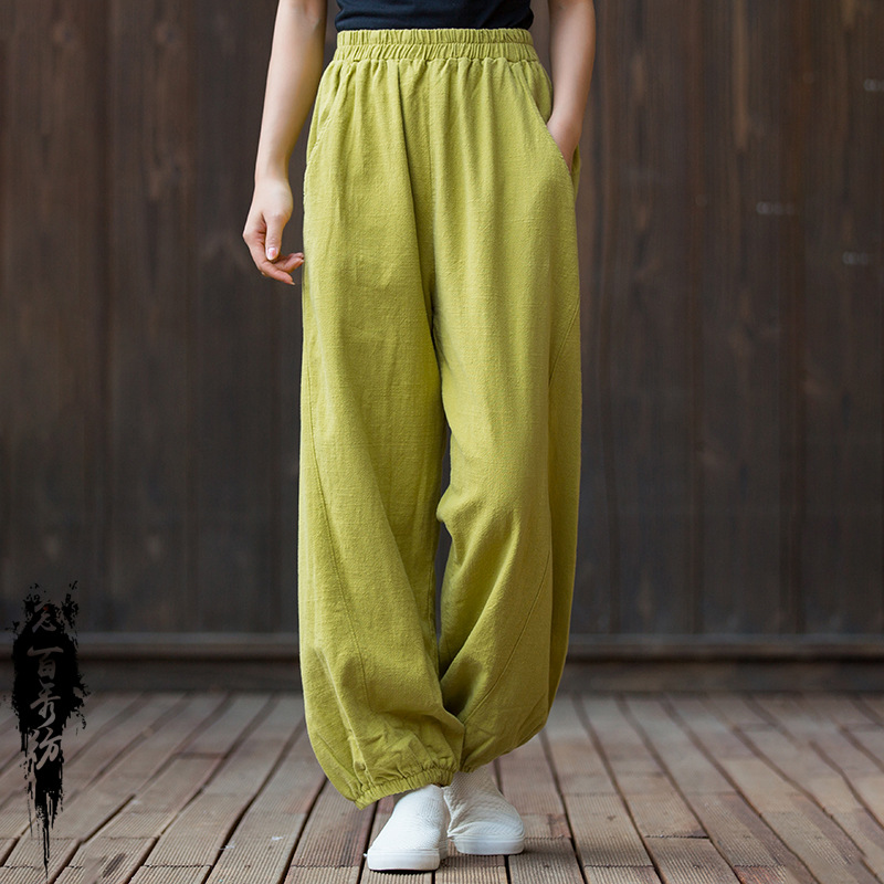 Women's cotton and linen lantern yoga pants 51